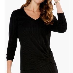 NIC+ZOE - Cozy Long Sleeve Ribbed Top - Medium - Black - NEW WITH TAGS NWT